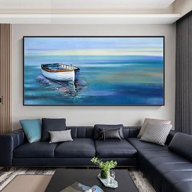 Handmade Oil Painting On Canvas Wall Art Decoration Modern Abstract Boat Landscape Picture  Living Room hallway bedroom luxurious decorative painting (size: 40X80cm)