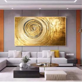 Hand Painted Oil Painting Original Gold Texture Oil Painting on Canvas Large Wall Art Abstract Minimalist Painting Golden Decor Custom Painting Living (Style: 01, size: 70X140cm)