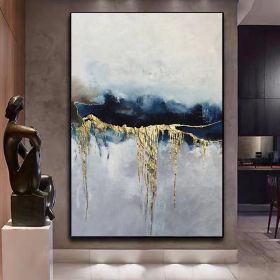 Abstract Handmade Oil Painting On Canvas Golden Texture Wall Art Pictures 100% Hand Painted Large Salon Decorative Painting Gift (size: 70X140cm)
