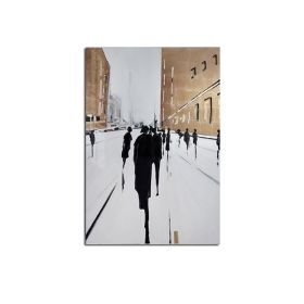 100% Hand Painted Abstract Oil Painting Wall Art Modern Figure Stand On the Street On Canvas Home Decoration For Living Room No Frame (size: 75X150CM)
