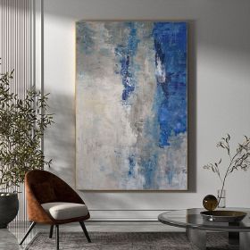 Handmade Oil Painting Blue And Grey Abstract Painting On Canvas Colorful Acrylic Art Modern Painting Wall Art For Home Decor And Office (Style: 01, size: 50x70cm)