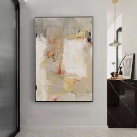 Hand Painted Large Abstract Oil Painting On Canvas Original Beige And Grey Canvas Wall Art Modern Textured Painting For Living Room Office Bedroom (Style: 01, size: 100X150cm)