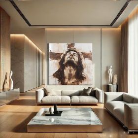 Christian Hand Painted Oil Painting Modern Jesus Painting Framed Large Religious Figure Wall Art Abstract Religious Art Jesus Canvas Wall Art Abstract (Style: 01, size: 80x80cm)