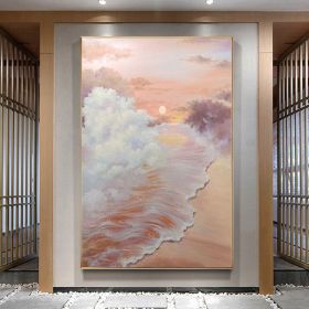 100% Hand Painted Landscape Simple Golden Oil Painting Large Size Hand Made Art Wall Paintings Canvas Wall Art Room Decoration (size: 150X220cm)