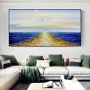Hand-painted landscape ocean abstract seascape with sunset scenery fashion texture oil painting texture for home living room